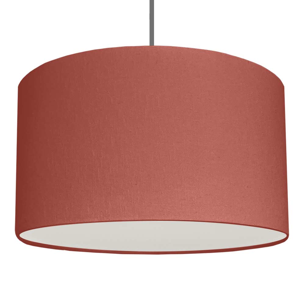 Spice brushed cotton drum pendant lampshade with diffuser.