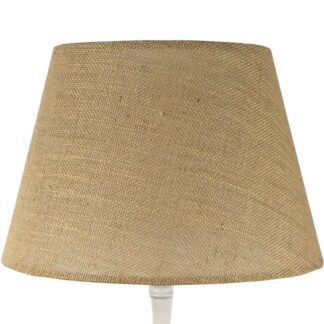 Natural hessian tapered drum lampshade with natural woven texture