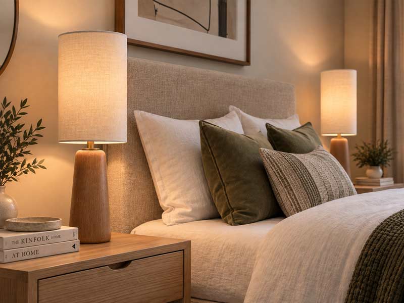 Tall Drum Bedside table lampshade