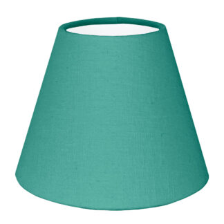 Teal brushed cotton empire candle shade with white PVC lining