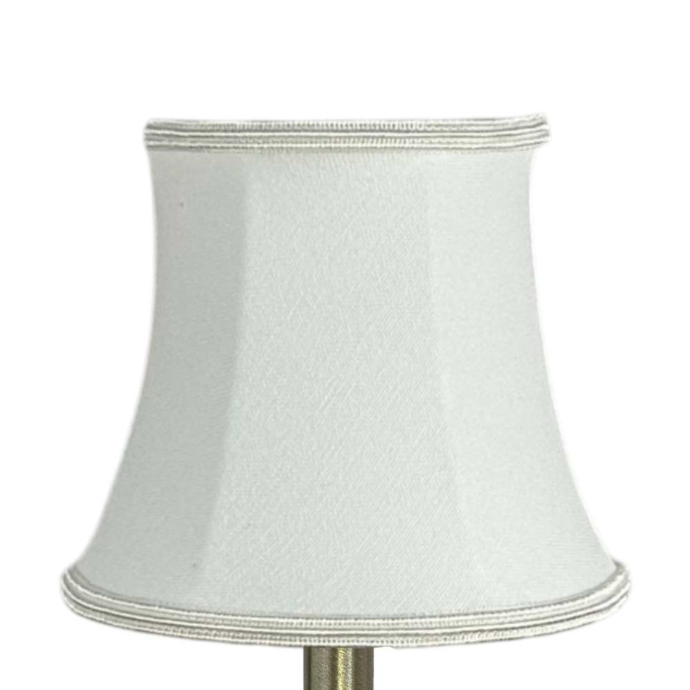 Bowed brushed cotton chandelier shade in white with matching soutache trim