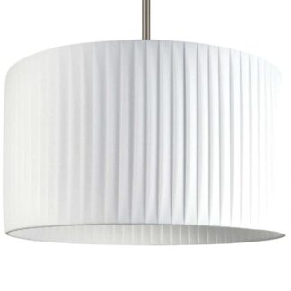 White pleated drum lampshade with elegant gathered fabric finish