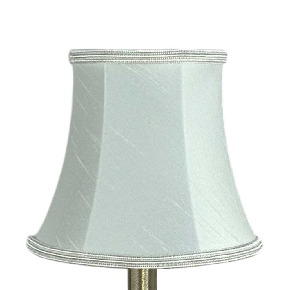 Bowed faux silk chandelier shade in white with matching soutache trim